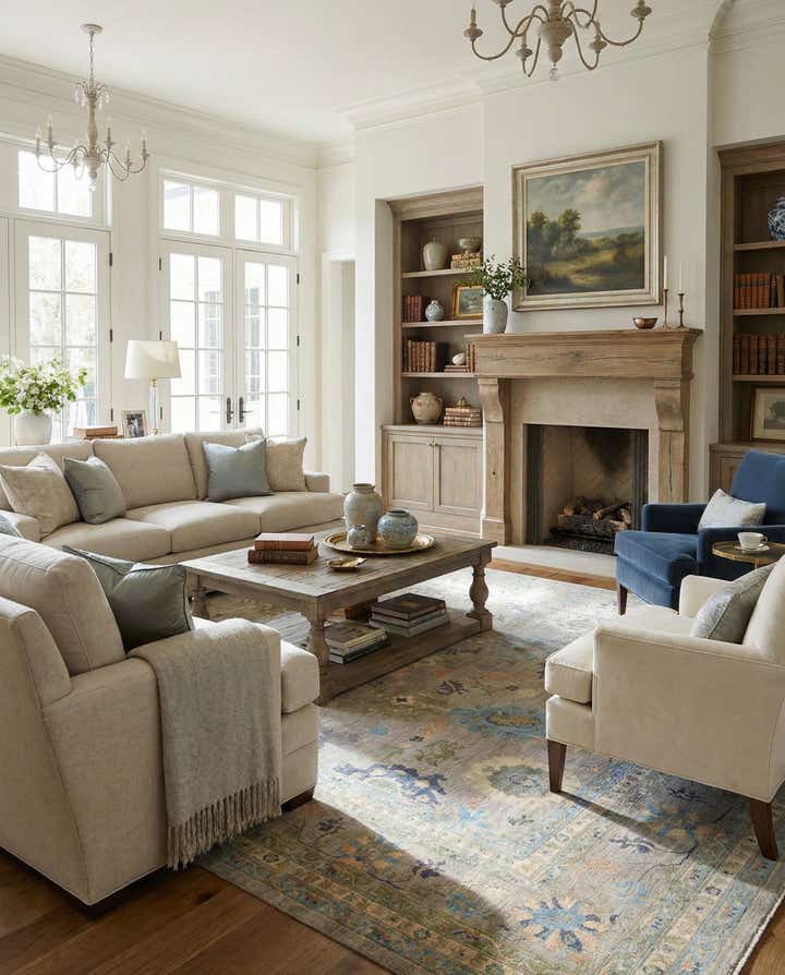 13' 3 x 16' 10 Hand Knotted Oushak Wool Rug