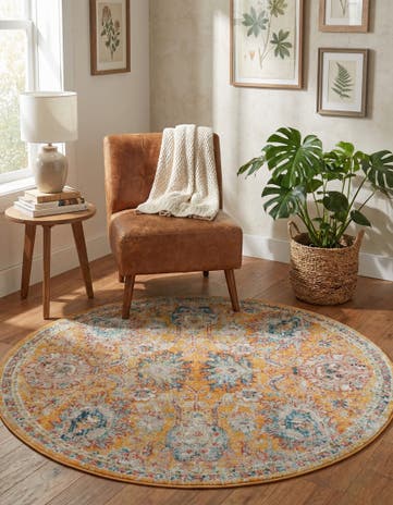 Yellow Lola Round Rug