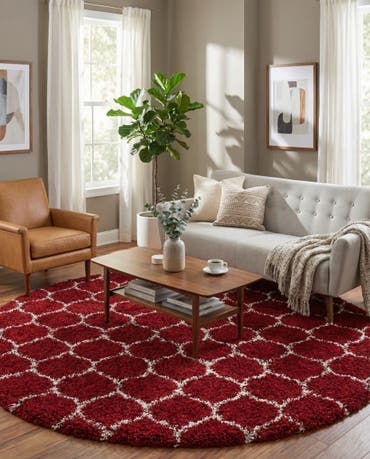  10' x 10' Lattice Shag Round Rug