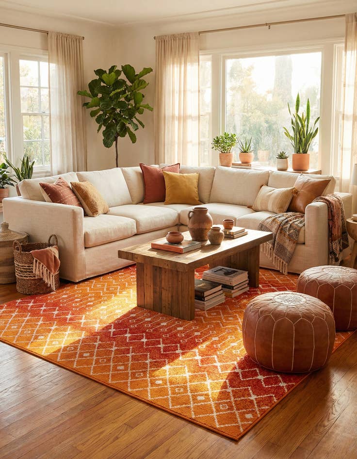 Detail image of 10' x 10' Moroccan Trellis Square Rug