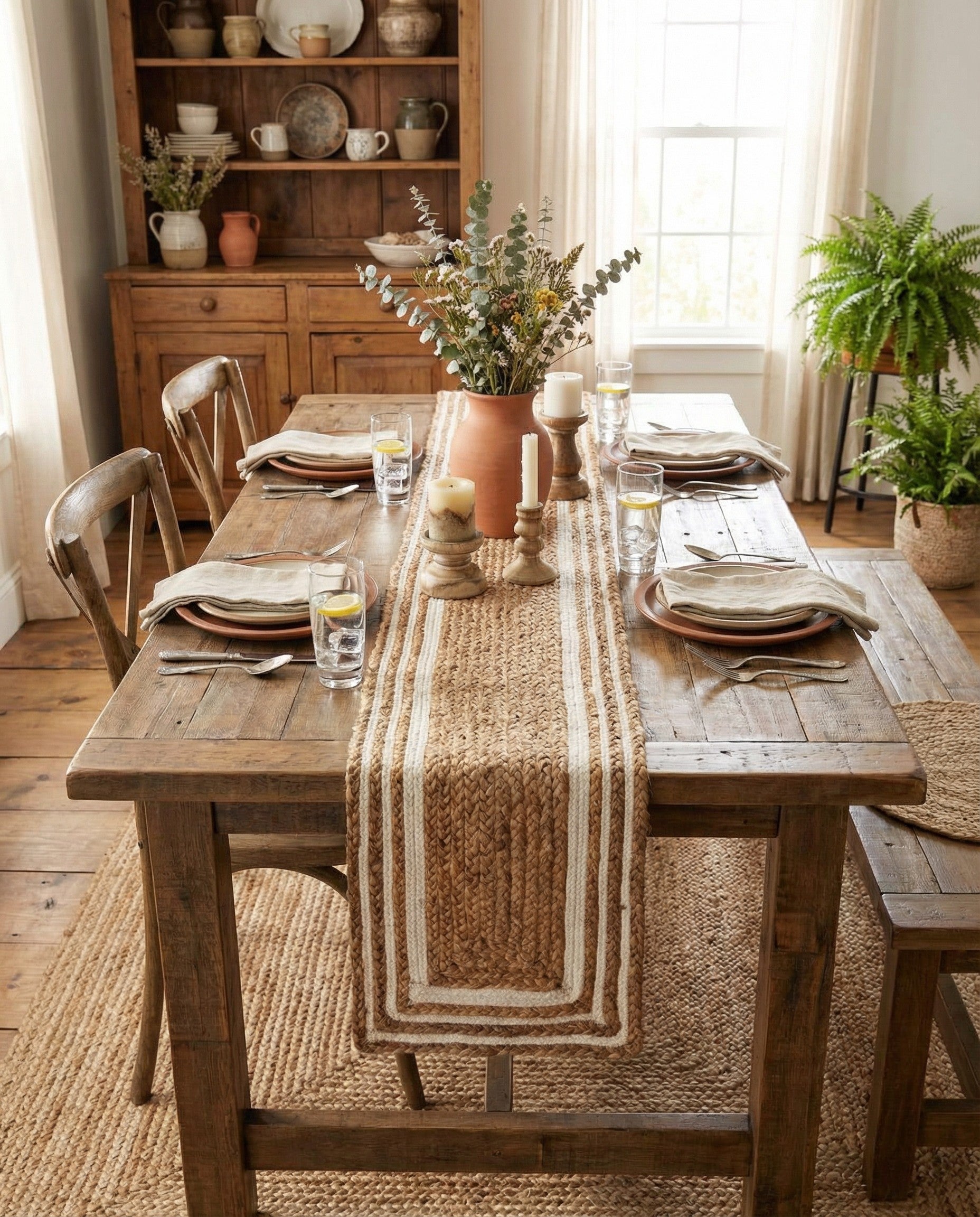 1' 2 x 8'  Hand Braided Jute Table Runner Rug
