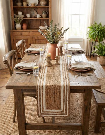 1' 2 x 8' Handmade Braided Jute Table Runner Rug