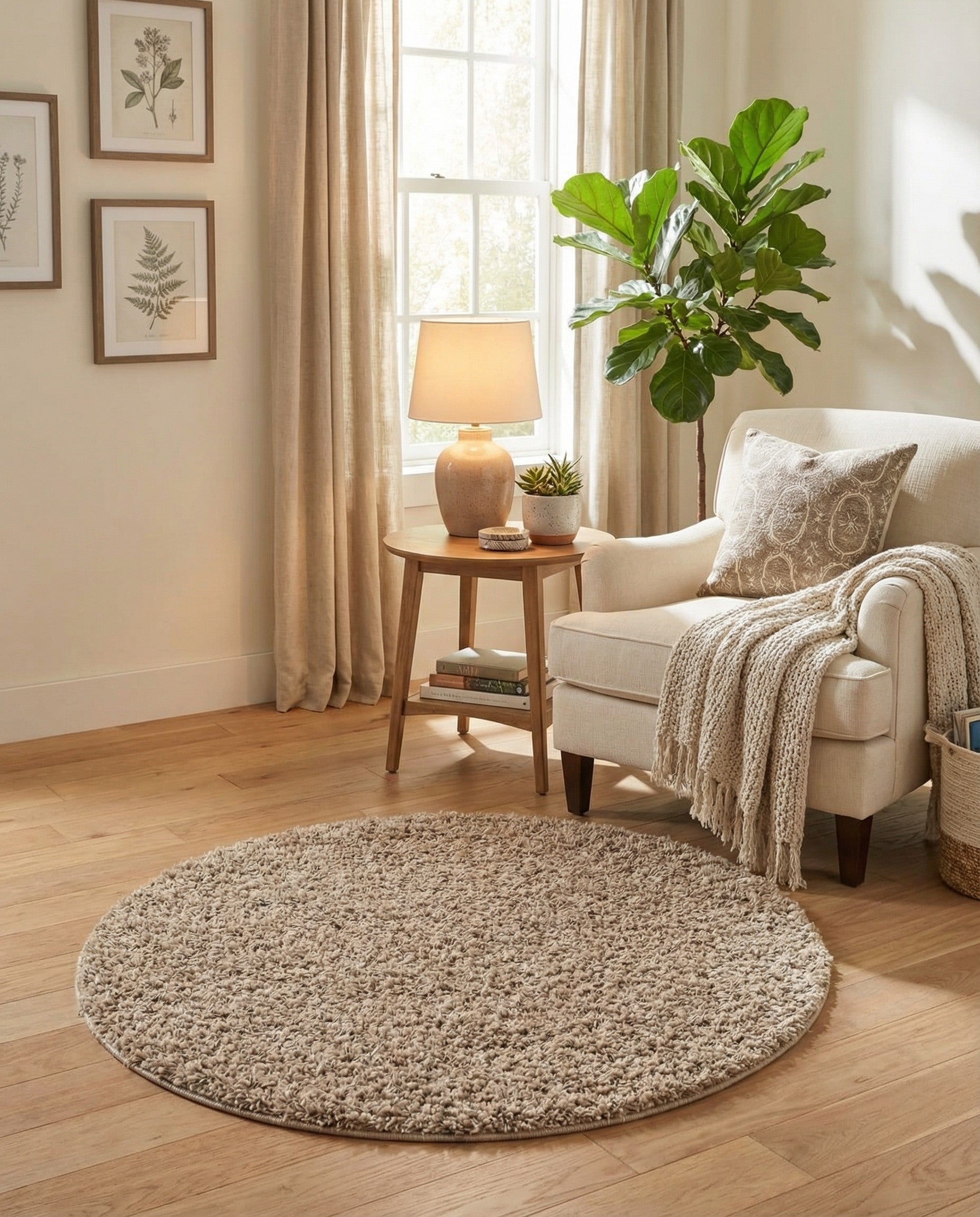 Primary image 3' x 3' Solid Shag Round Rug