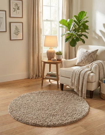 3' x 3' Solid Shag Round Rug