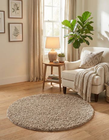 3' x 3' Solid Shag Round Rug