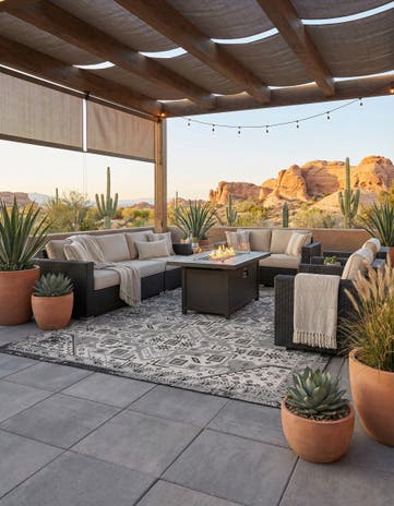 13' x 13' Easy-Clean Aztec Indoor / Outdoor Square Rug