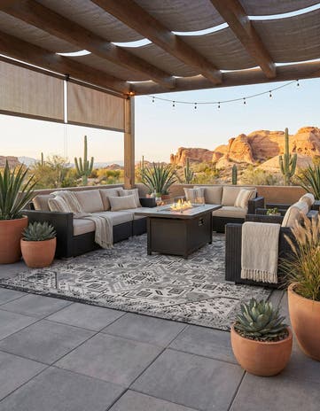 13' x 13' Easy-Clean Aztec Indoor / Outdoor Square Rug