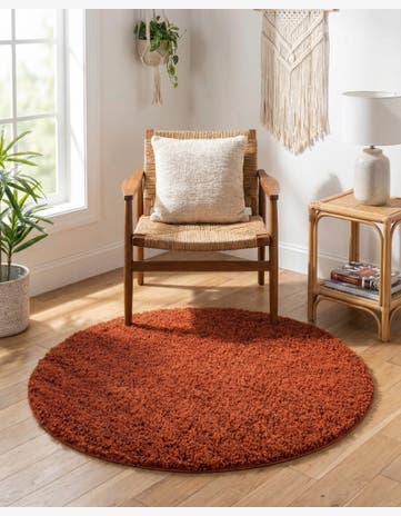 3' x 3' Solid Shag Round Rug