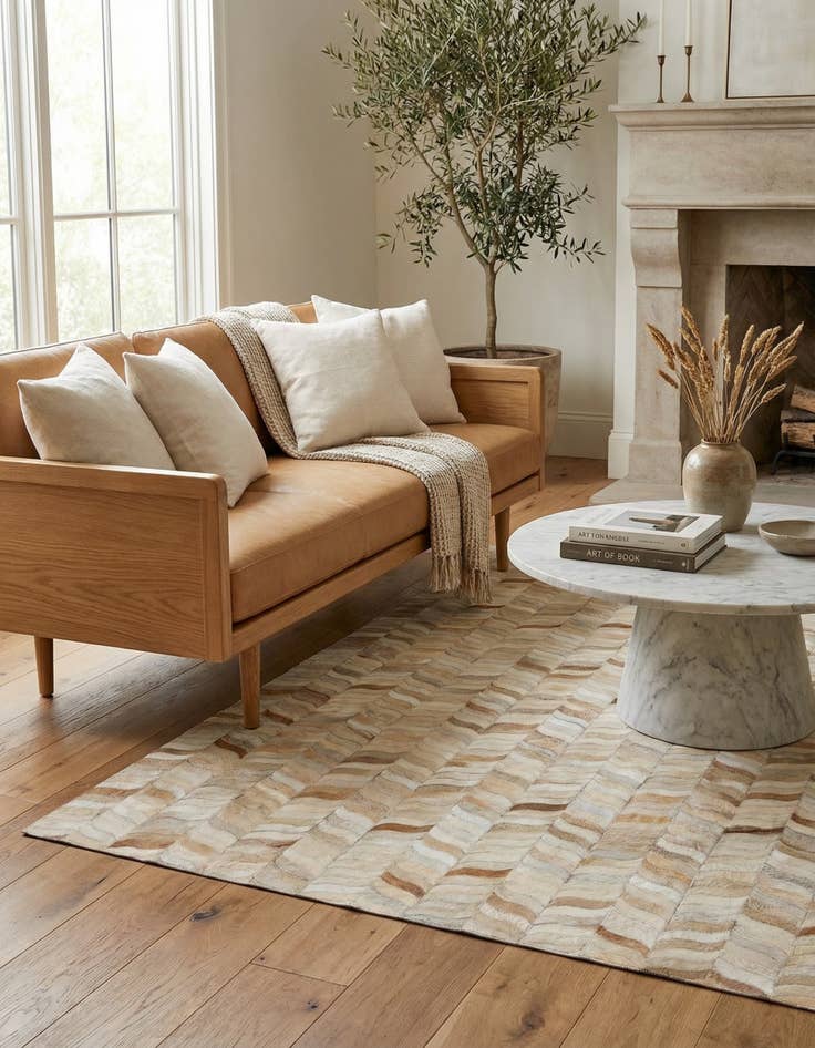 Detail image of 3' 11 x 5' 10 Cowhide Stocks Rug