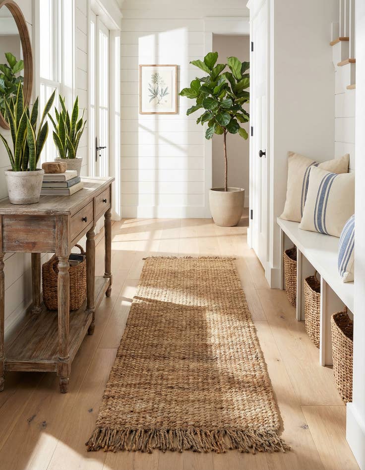 Detail image of 2' x 8' Hand Woven Chunky Jute Runner Rug