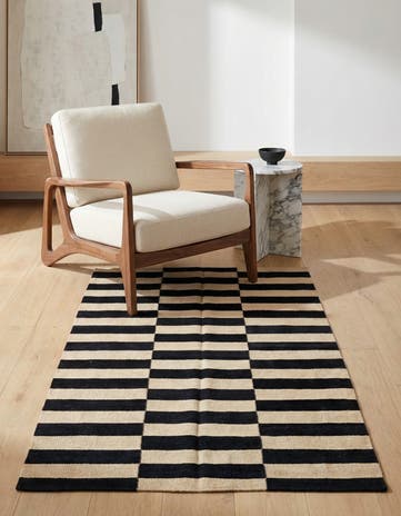 3' 4 x 4' 10 Hand Woven Kilim Modern Wool Rug