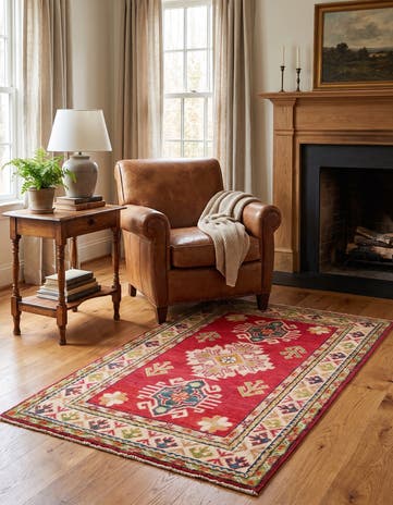 2' 6 x 4' Hand Knotted Kazak Rug