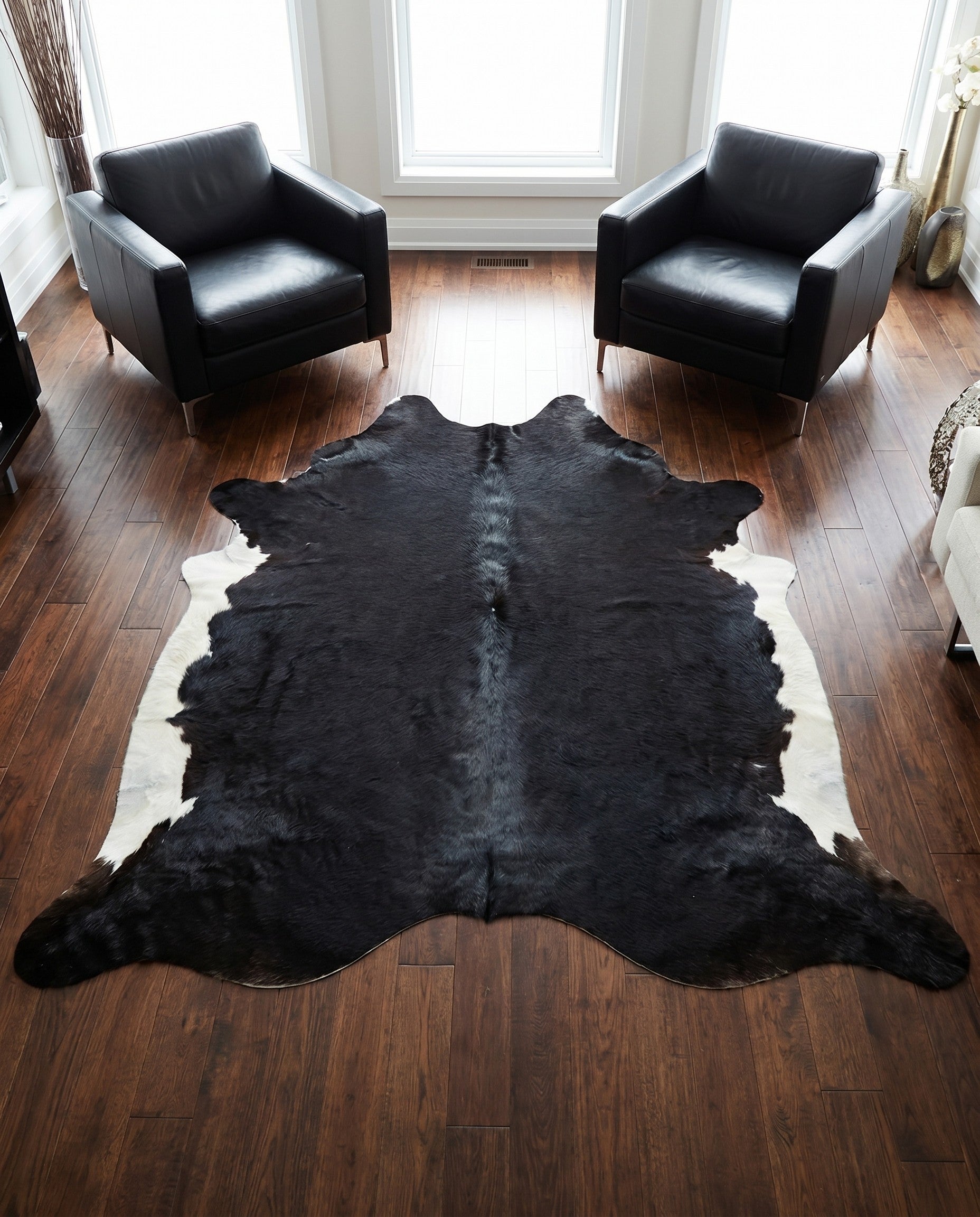 6' x 6' 2 Cowhide Leather Square Rug