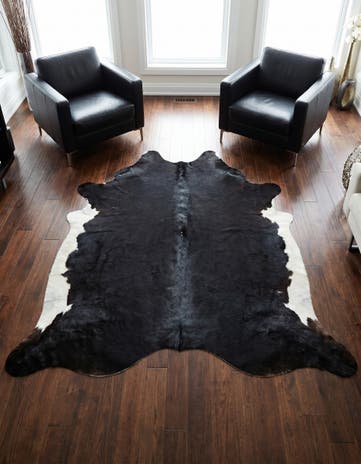 6' x 6' 2 Cowhide Leather Square Rug