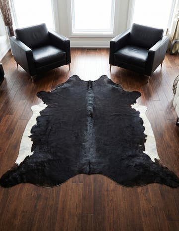 6' x 6' 2 Cowhide Leather Square Rug