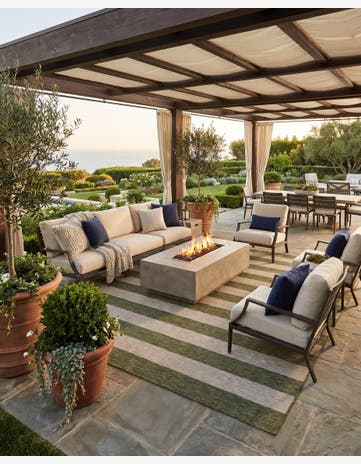 13' x 13' Easy-Clean Striped Indoor / Outdoor Square Rug