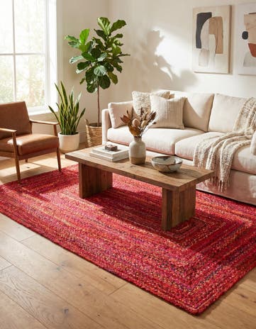 5' 1 x 8' Handmade Braided Chindi Rug