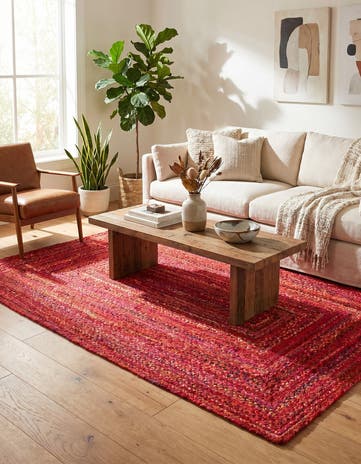 5' 1 x 8' Handmade Braided Chindi Rug