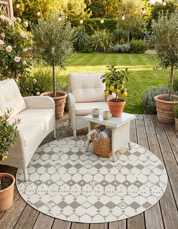 7' x 7' Easy-Clean Lattice Indoor / Outdoor Round Rug