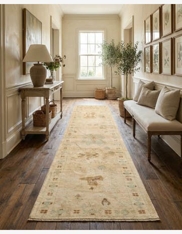 2' 9 x 9' 10 Hand Knotted Oushak Wool Runner Rug
