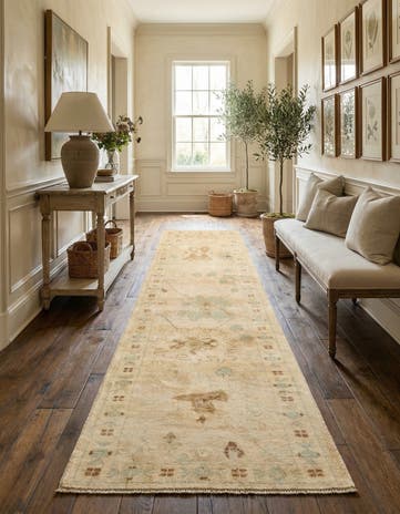 2' 9 x 9' 10 Hand Knotted Oushak Wool Runner Rug