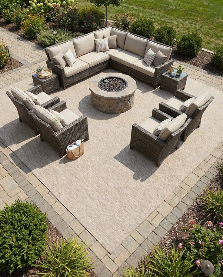 Detail image of 10' 2 x 10' 2 Easy-Clean Solid Indoor / Outdoor Square Rug