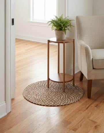 Light Brown Handmade Tweed Braided Jute Round Rug