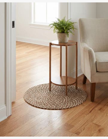 Light Brown Handmade Tweed Braided Jute Round Rug