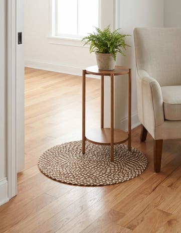 Light Brown Handmade Tweed Braided Jute Round Rug