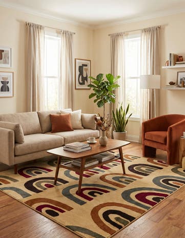 Cream Cafe Square Rug