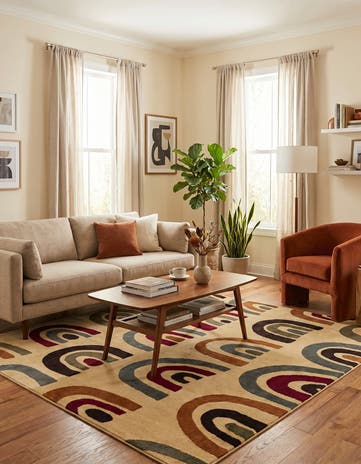 Cream Cafe Square Rug