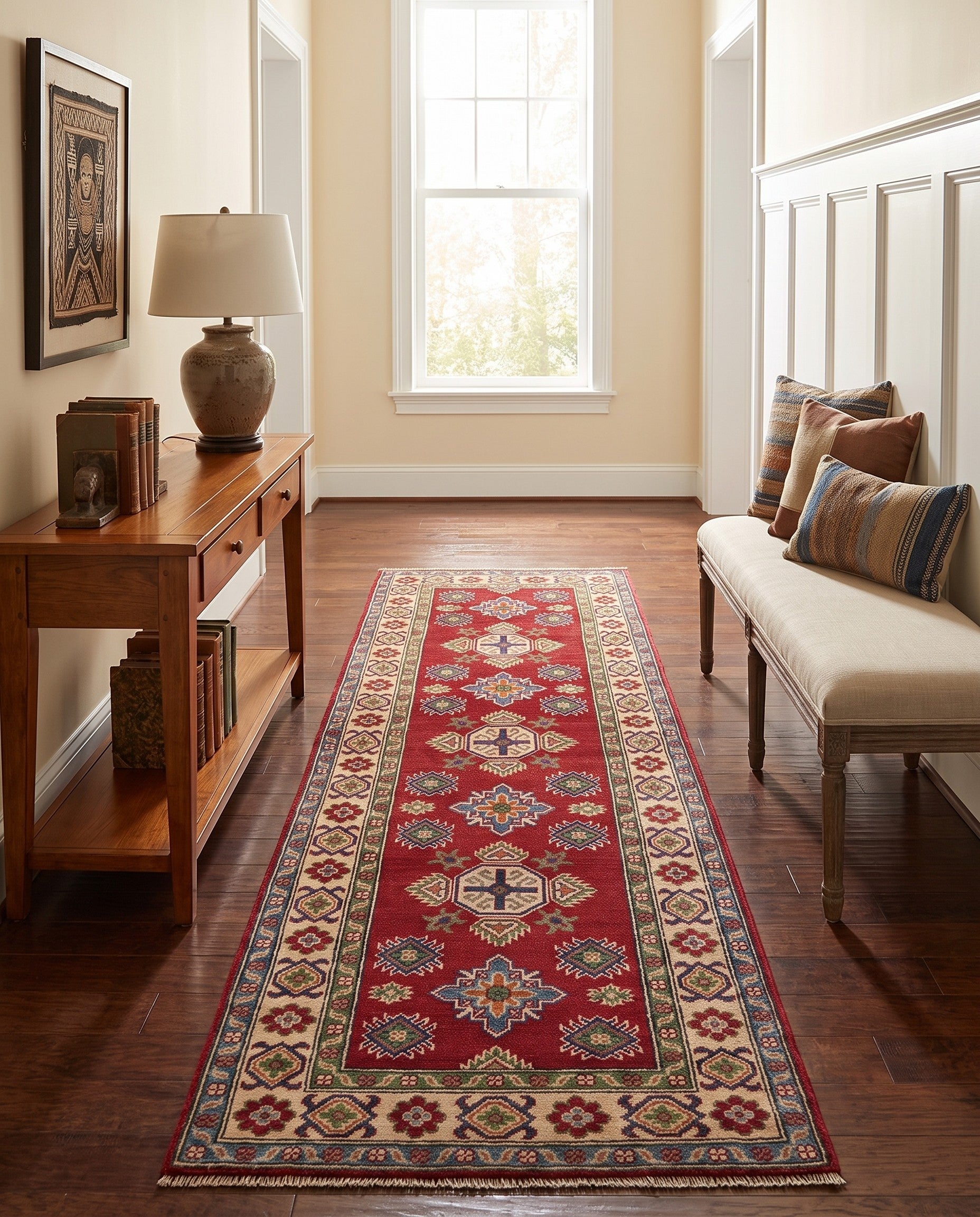 80cm x 255cm Hand Knotted Kazak Runner Rug