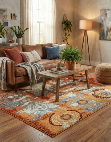 Orange Washable Hyacinth Rug