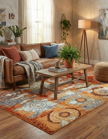 Orange Washable Hyacinth Rug