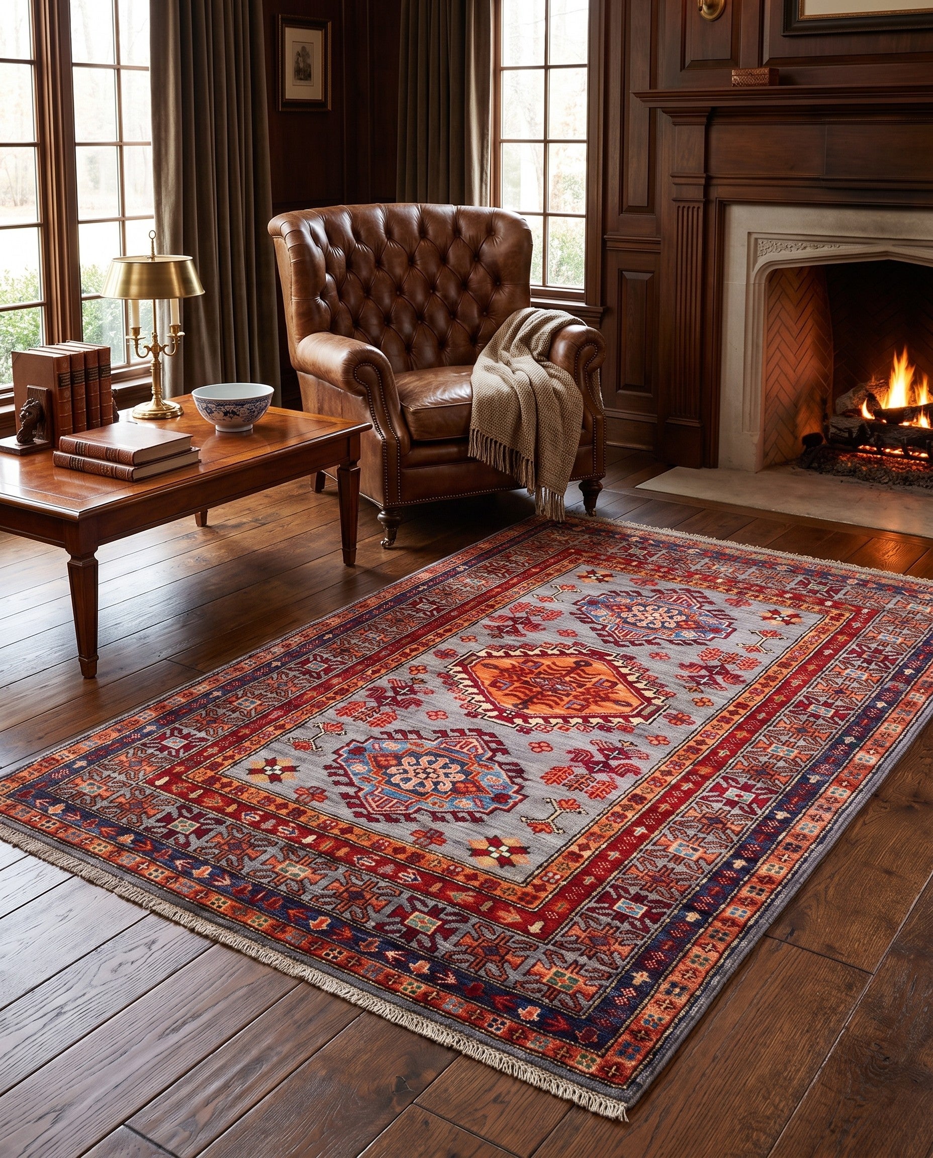 3' 5 x 5' Hand Knotted Kazak Rug