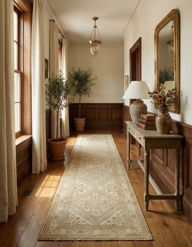 Detail image of 2' 8 x 12' 11 Hand Knotted Oushak Wool Runner Rug