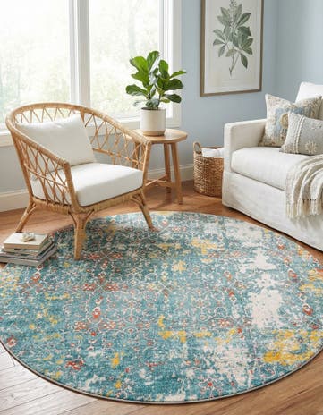 Blue Santiago Round Rug