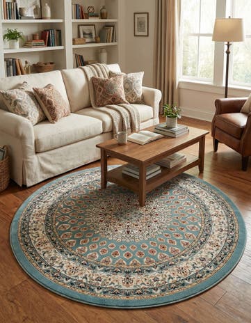 Blue Nain Design Round Rug