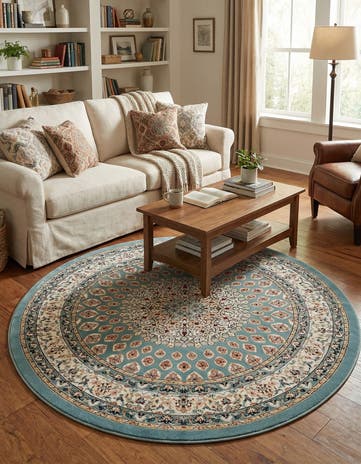 Blue Nain Design Round Rug