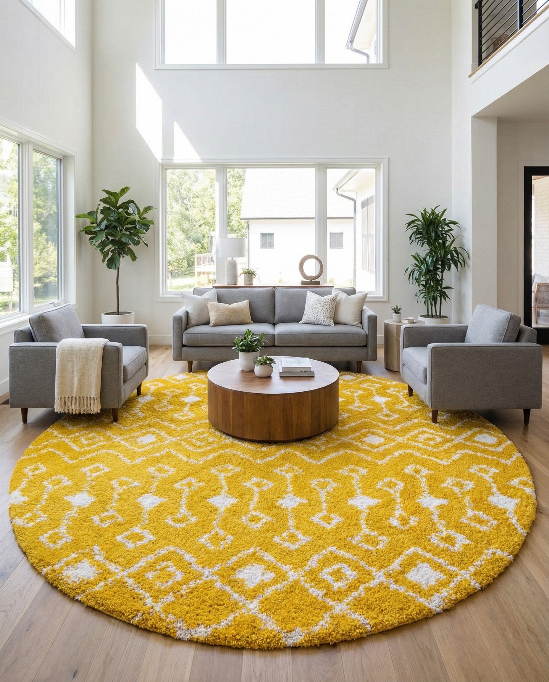 Primary image 10' x 10' Moroccan Trellis Shag Round Rug