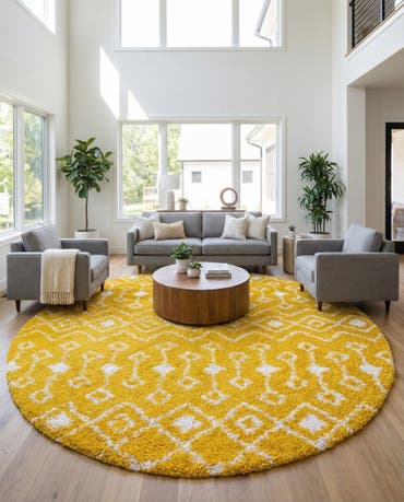  10' x 10' Moroccan Trellis Shag Round Rug