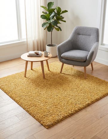 Sun Yellow Zermatt Shag Square Rug