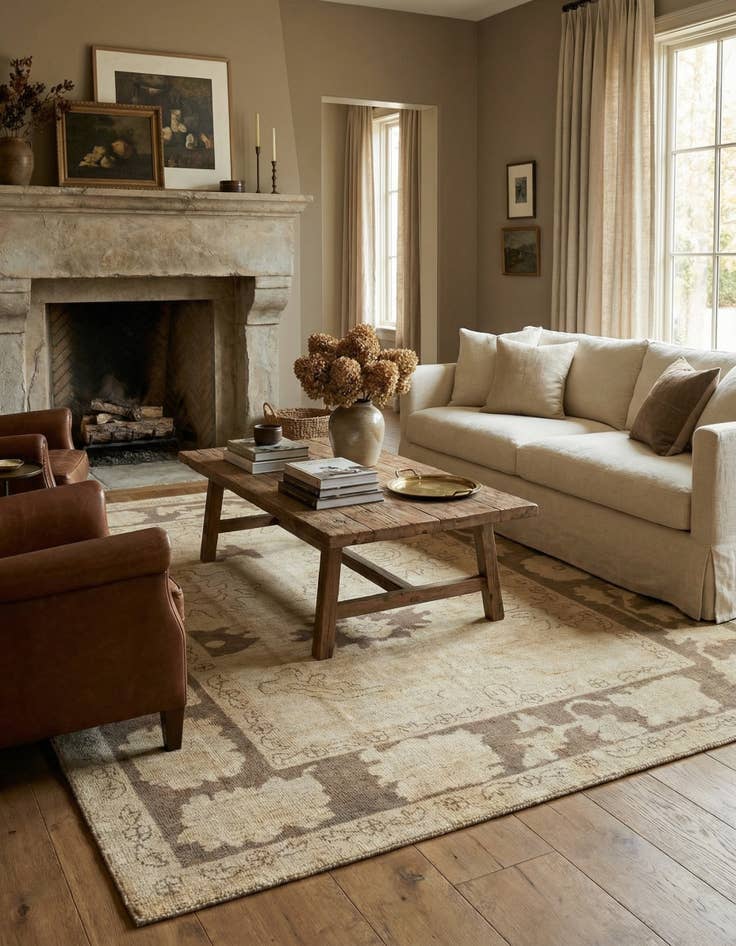 Detail image of 8' 5 x 10' 2 Hand Knotted Oushak Wool Rug