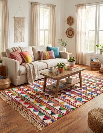 Hand Woven Chindi Trellis Rug