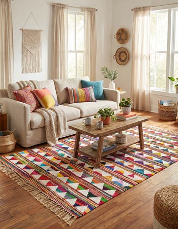 Hand Woven Chindi Trellis Rug