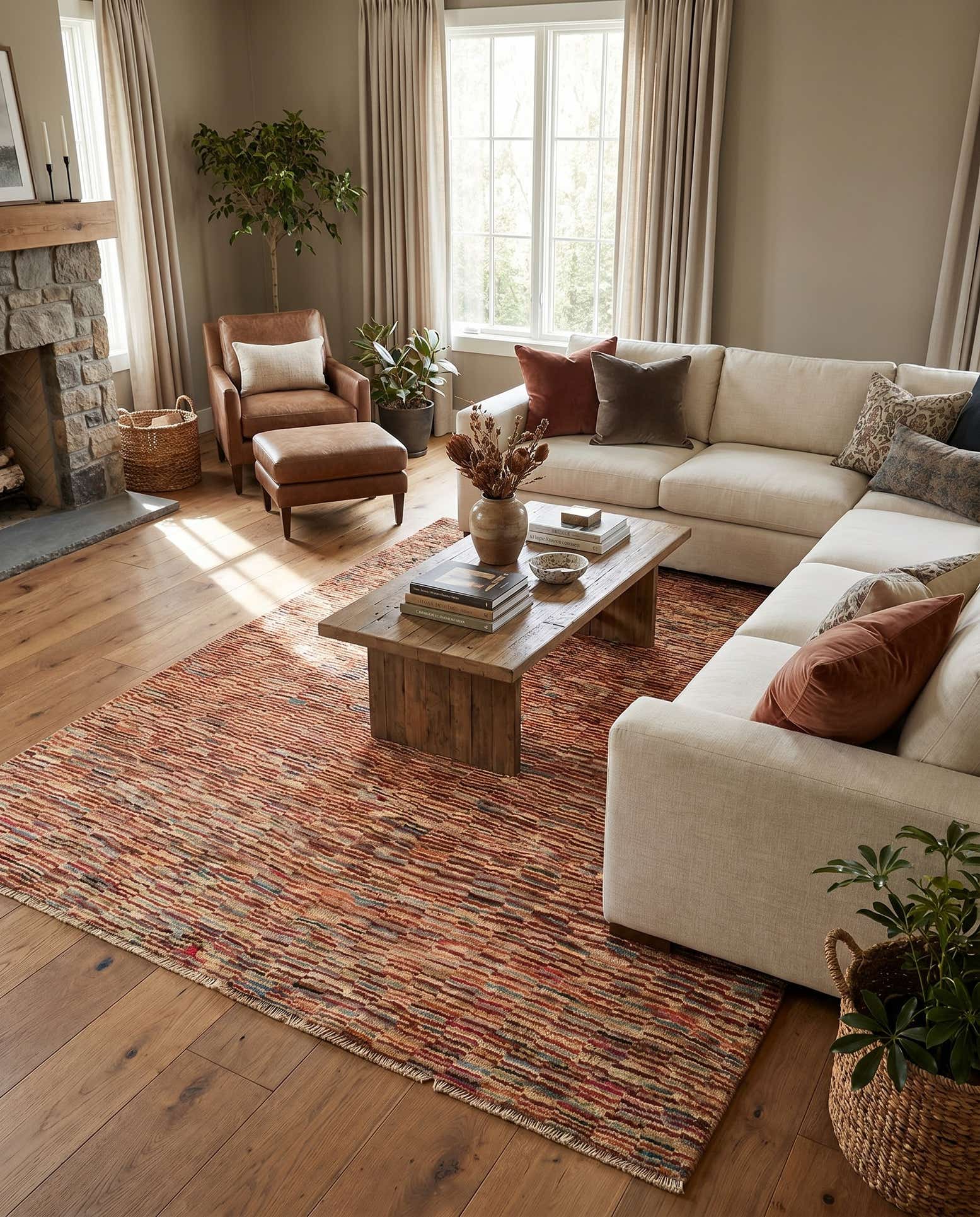 5' 1 x 6' 4 Hand Knotted Modern Ziegler Square Rug