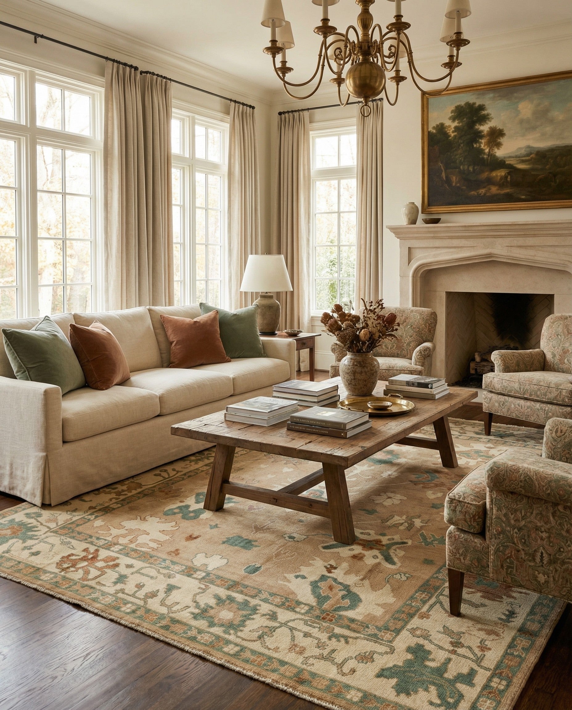 8' 7 x 9' 8 Hand Knotted Oushak Wool Rug