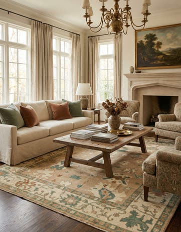 8' 7 x 9' 8 Hand Knotted Oushak Wool Rug