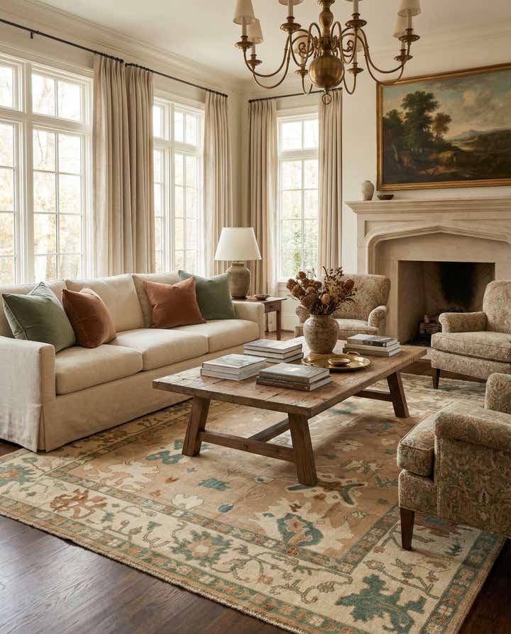 8' 7 x 9' 8 Hand Knotted Oushak Wool Rug