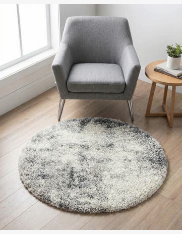 Pebble Gray Soft Touch Shag Round Rug